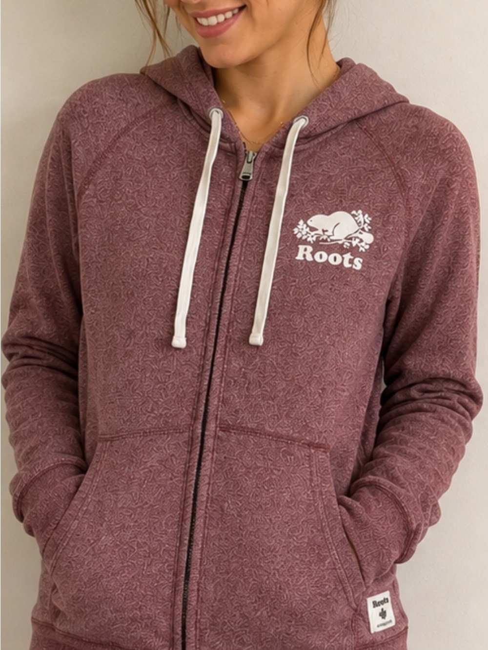 Roots Maroon/Burgundy Full-Zip Hoodie – Classic Logo